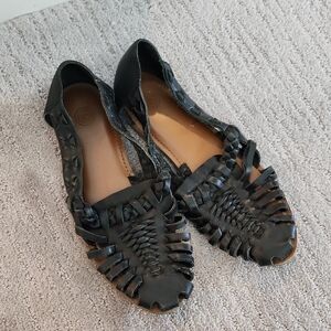 Black Leather Women's Sandals